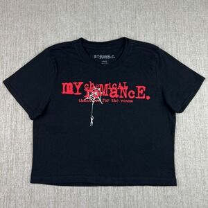 My Chemical Romance Crop Top Band Tee Black Thank You For The Venom Womens LARGE
